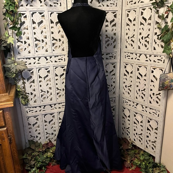 NIGHT SCENE ELEGANT NAVY BLUE 2pc DRESS & JACKET WITH BEADING FORMAL DRESS - Picture 9 of 15